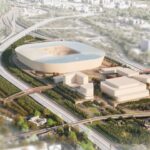 Milan stadium project with a modern stadium and surrounding hotel facilities
