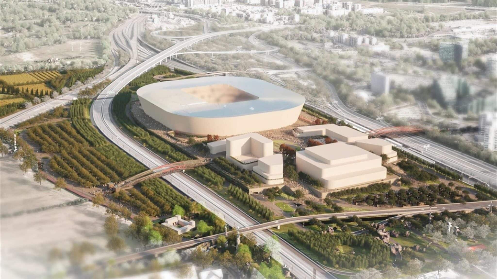 Milan stadium project with a modern stadium and surrounding hotel facilities
